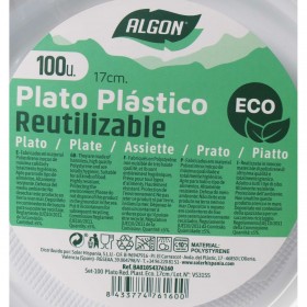 Set di piatti riutilizzabili Algon Bianco Plastica 17 x 17 x 1,5 cm (10 Unità)