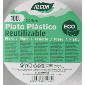 Set di piatti riutilizzabili Algon Bianco Plastica 20,5 x 20,5 x 3 cm (6 Unità)
