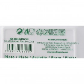 Set di piatti riutilizzabili Algon Bianco Plastica 23 x 23 x 1,5 cm (36 Unità)