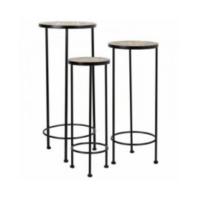 Supporto per Vaso Alexandra House Living Nero Ferro Piastrella 30 x 68 x 30 cm 3 Pezzi