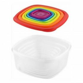 Set di scatole porta pranzo Privilege Multicolore Impilabile Quadrato 7 Pezzi (12 Unità)