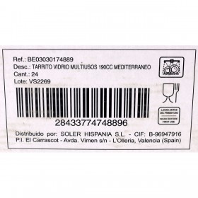 Barattolo di Vetro Mediterraneo Multiuso 190 ml Vetro (48 Unità)