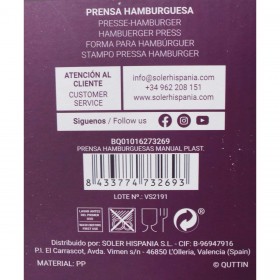 Pressa per Hamburger Quttin Manuale 9,7 x 11 cm