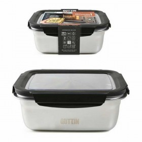 Porta pranzo Ermetico Quttin Rettangolare Acciaio inossidabile Argentato Acciaio 1,8 L (12 Unità)