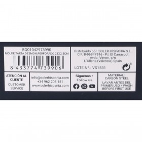 Stampo per Torte Quttin 28 x 3 cm Perforato Smontabile (12 Unità)