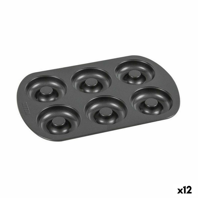 Stampo da Forno Quttin Ciambelle Acciaio al carbonio Nero 32 x 21 x 2,3 cm (12 Unità)