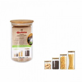 Barattolo Quttin Vetro Borosilicato Bambù Silicone 850 ml 10,2 x 16,8 cm (12 Unità) (9,5 x 16 cm)