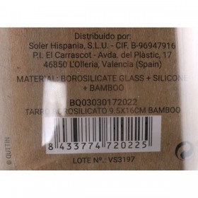 Barattolo Quttin Vetro Borosilicato Bambù Silicone 850 ml 10,2 x 16,8 cm (12 Unità) (9,5 x 16 cm)