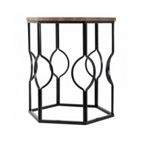 Set di 2 tavoli Alexandra House Living Marrone Nero Ferro Legno MDF 39 x 57 x 39 cm