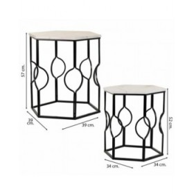 Set di 2 tavoli Alexandra House Living Bianco Ferro Legno MDF 39 x 57 x 39 cm