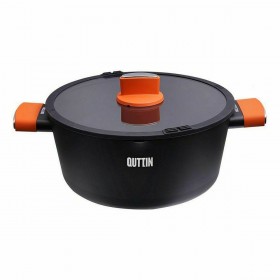 Casseruola con coperchio in vetro Quttin Gastro Nero Arancio 34,5 x 25,5 x 12 cm (6 Unità)