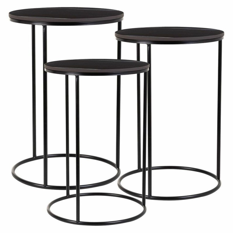 Set di 2 tavoli Alexandra House Living Nero Ferro Legno MDF 39 x 57 x 39 cm