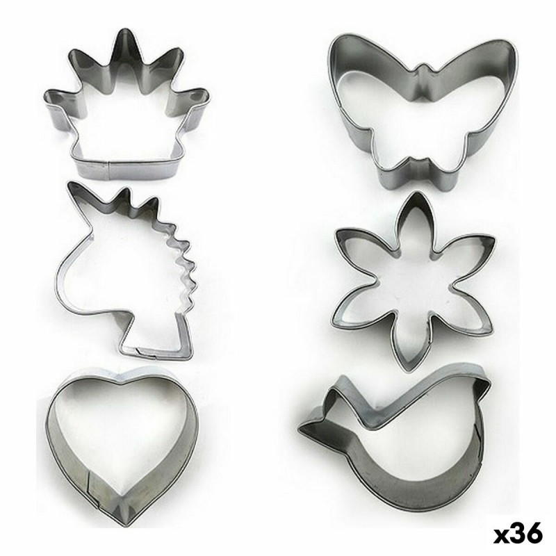 Set di Stampi da Pasticceria Forme Acciaio inossidabile Argentato 3 Pezzi (36 Unità) (3 pcs)