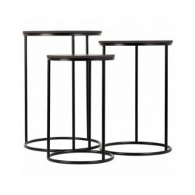 Set di 2 tavoli Alexandra House Living Nero Ferro Legno MDF 39 x 57 x 39 cm