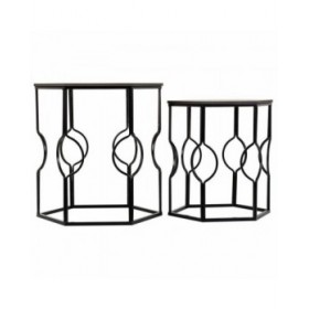 Set di 2 tavoli Alexandra House Living Nero Ferro Legno MDF 39 x 57 x 39 cm