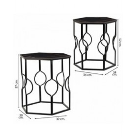 Set di 2 tavoli Alexandra House Living Nero Ferro Legno MDF 39 x 57 x 39 cm