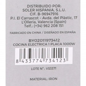 Piastra Elettrica Algon 1000 W (4 Unità) 1 Fornello
