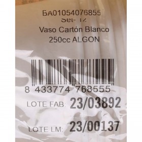 Set di Bicchieri Algon Cartone Bianco 12 Pezzi 250 ml (20 Unità)