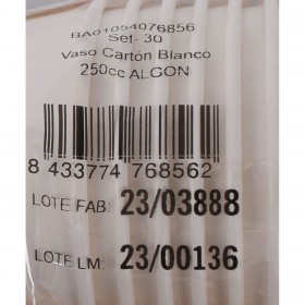 Set di Bicchieri Algon Cartone Bianco 30 Pezzi 250 ml (20 Unità)