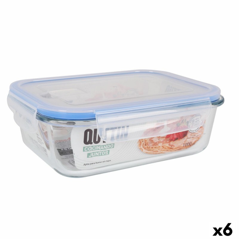 Porta pranzo Ermetico Quttin Trasparente Rettangolare 1L (6 Unità)
