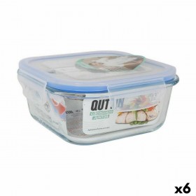 Porta Pranzo Quadrato con Coperchio Quttin Trasparente 750 ml 16 x 16 x 7 cm (6 Unità)