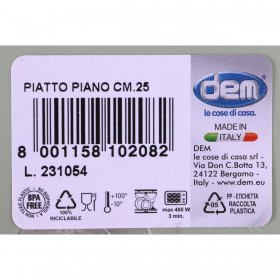 Piatto da pranzo Dem Inside Plastica Ø 25 x 25 x 2 cm (36 Unità)