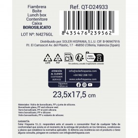 Porta pranzo Ermetico Quttin 2 Compartimenti Rettangolare 1,4 L (6 Unità)
