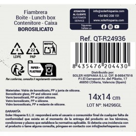 Porta pranzo Ermetico Quttin Quadrato 550 ml (12 Unità)