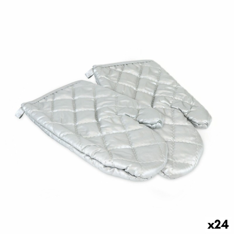 Guantone da Forno Quttin Argentato 25 x 16 x 24 cm Set 2 Pezzi (24 Unità)