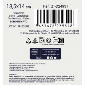 Porta pranzo Ermetico Quttin 2 Compartimenti Rettangolare 580 ml (6 Unità)