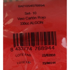 Set di Bicchieri Algon Monouso Cartone Rosso 10 Pezzi 350 ml (20 Unità)