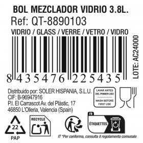 Ciotola Quttin Quttin Vetro 3,8 L Miscelatore (6 Unità)