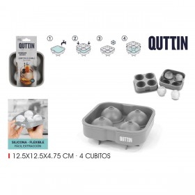 Formina per Cubetti di Ghiaccio Quttin Silicone 12,5 x 12,5 x 4,75 (24 Unità)