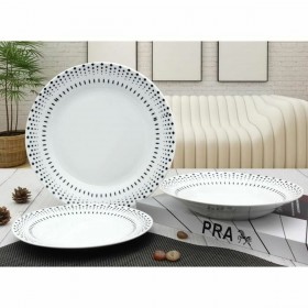 Set di Stoviglie Rice grain Bianco Nero Porcellana 18 Pezzi