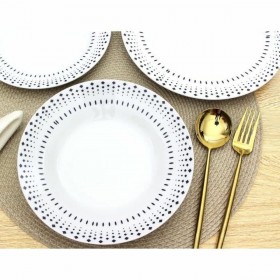 Set di Stoviglie Rice grain Bianco Nero Porcellana 18 Pezzi