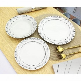 Set di Stoviglie Rice grain Bianco Nero Porcellana 18 Pezzi