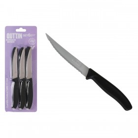 Set di Coltelli per Carne Quttin Nero Argentato 11 cm 6 Pezzi (12 Unità)