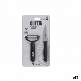 Set di Coltelli Quttin Nero Nero 2 Pezzi (12 Unità)