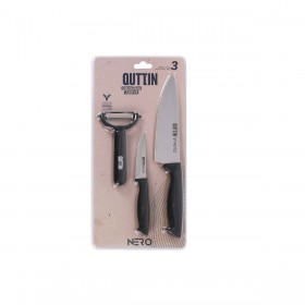Set di Coltelli Quttin Nero Nero 3 Pezzi (12 Unità)