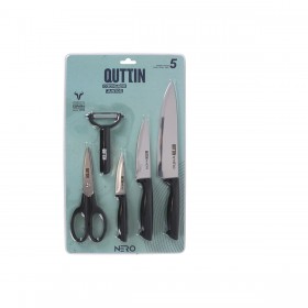 Set di Coltelli Quttin Nero Nero 5 Pezzi (4 Unità)