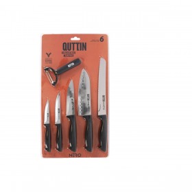 Set di Coltelli Quttin Nero Nero 6 Pezzi (4 Unità)