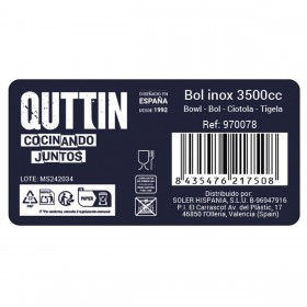 Ciotola Quttin Quttin Acciaio inossidabile 3,5 L Ø 28,4 x 9,7 cm Miscelatore (12 Unità)