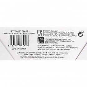 Oliera La Mediterránea Acciaio inossidabile Vetro Borosilicato 600 ml (12 Unità)