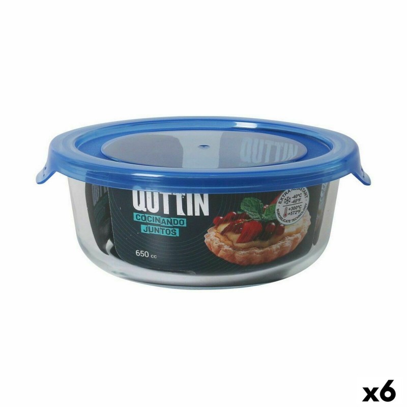 Porta pranzo Ermetico Quttin Azzurro Trasparente 650 ml (6 Unità)