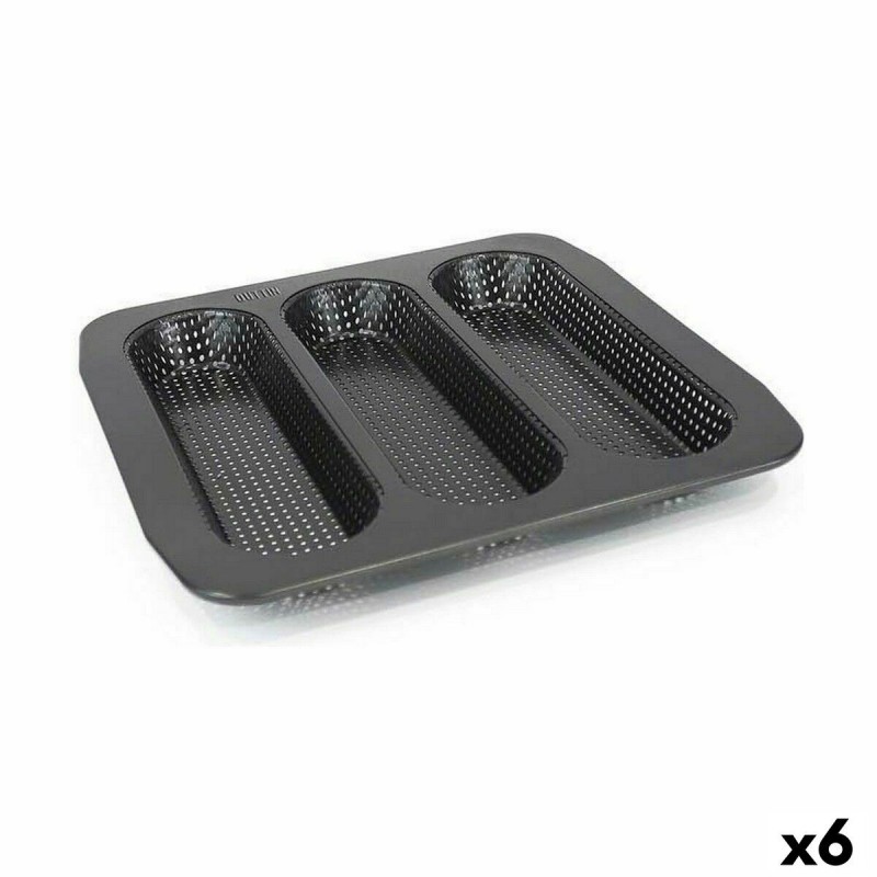 Stampo per Baguette Quttin Perforato 28 x 28 x 2,7 cm (6 Unità)