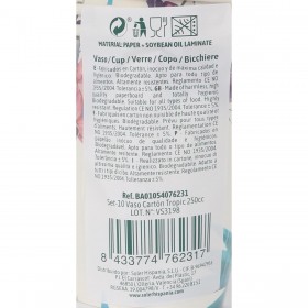 Set di Bicchieri Algon Monouso Cartone Tropicale 10 Pezzi 250 ml (24 Unità)
