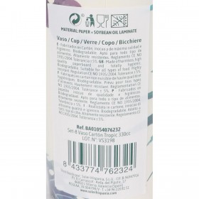 Set di Bicchieri Algon Monouso Cartone Tropicale 8 Pezzi 330 ml (18 Unità)