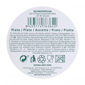 Set di piatti Algon Monouso carta kraft 12 Pezzi 18 cm (24 Unità)