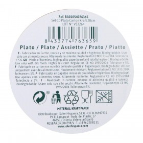 Set di piatti Algon Monouso carta kraft 10 Pezzi 20 cm (24 Unità)