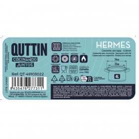 Pentola con Coperchio di Vetro Quttin Hermes Acciaio 4 L (4 Unità)
